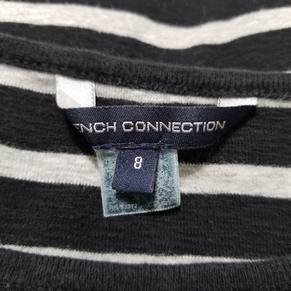 French Connection dress 8 striped knit long sleeve casual mini 100% cotton - Picture 7 of 8